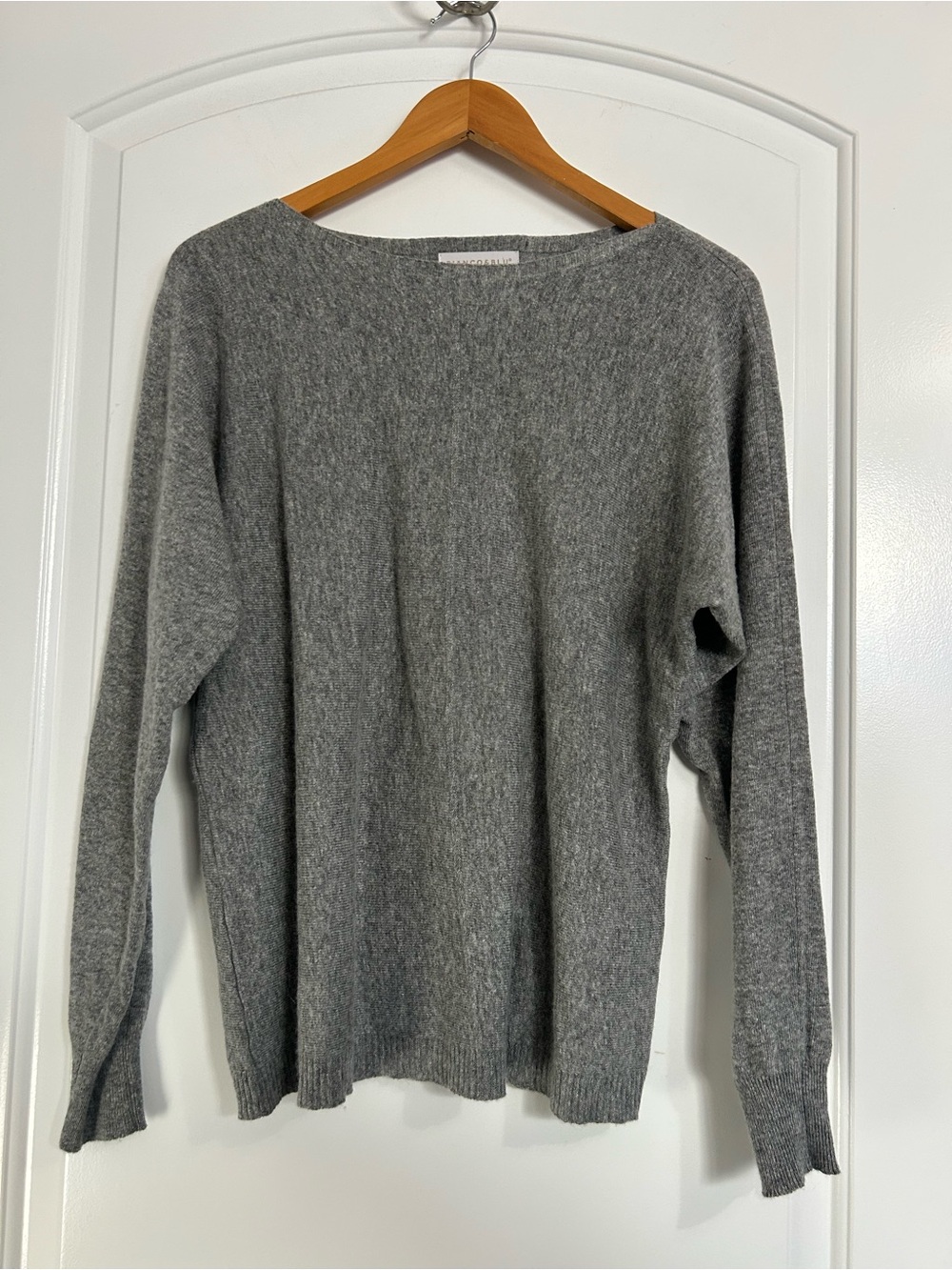 Bianco & Blu Wool Cashmere Silk Crewneck Sweater Size XL Made in Italy Fall Chic